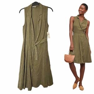 Anthropologie Hyannis Sleeveless Wrap Dress Lyocell Moss Green Womens Size 6 NEW